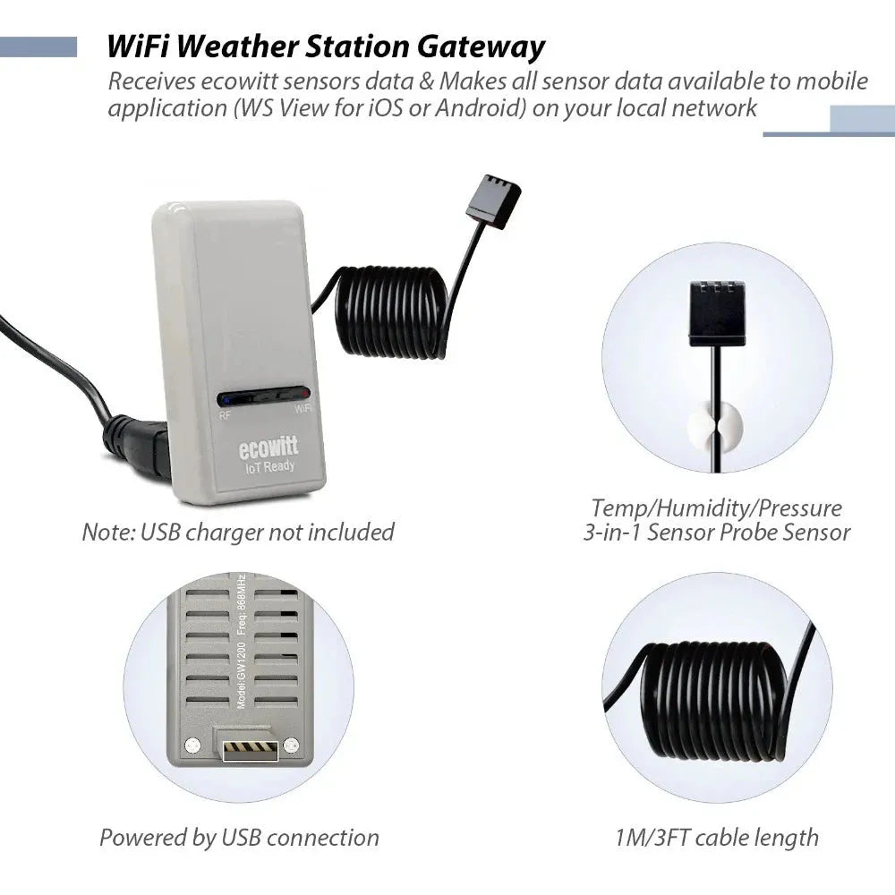 Ecowitt GW1203 WiFi Gateway 6-in-1 Ultrasonic Sensor & Rain Gauge Weather Station_weatherspares_co_uk