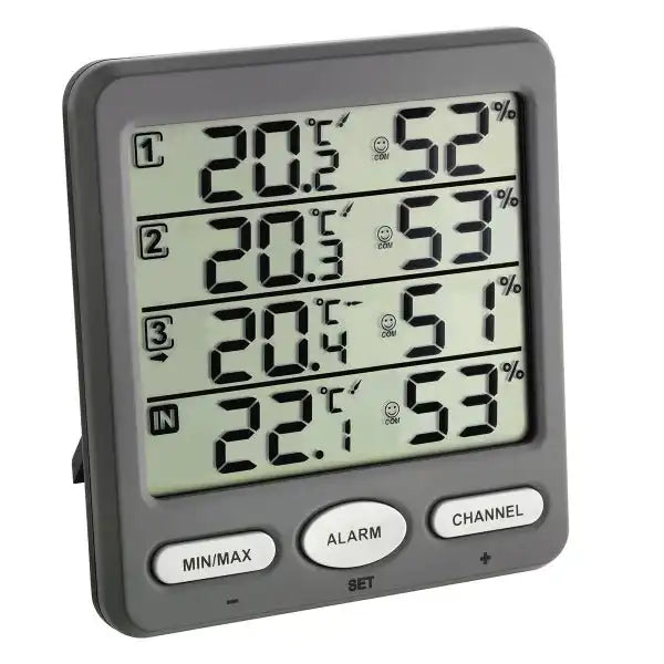TFA KLIMA-MONITOR 3 Channel Temperature & Humidity Station 30.3054.10_weatherspares_co_uk