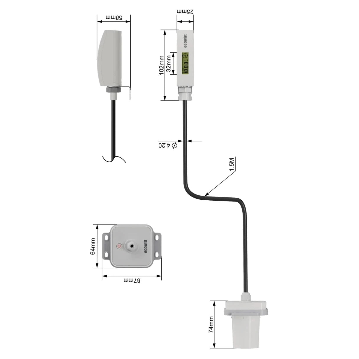 Ecowitt LDS01 Snow Depth Sensor also for River or Liquid Level