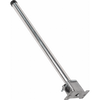 A long, polished metal pole or rod with a square mounting bracket on one end and a small black cap at the other, shown on a plain white background.