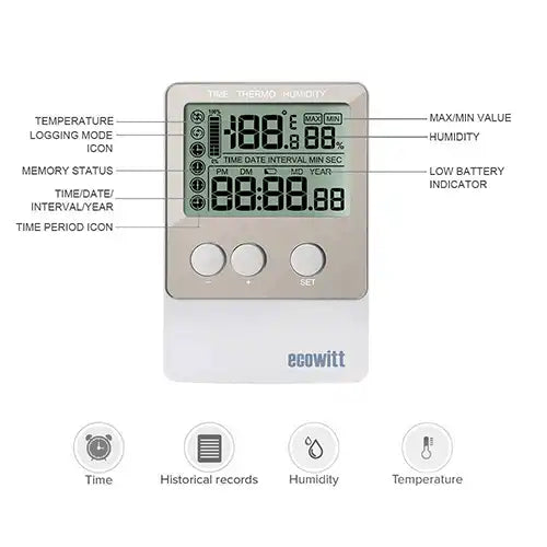 Ecowitt DS102 USB Temperature & Humidity Data Logger_weatherspares_co_uk