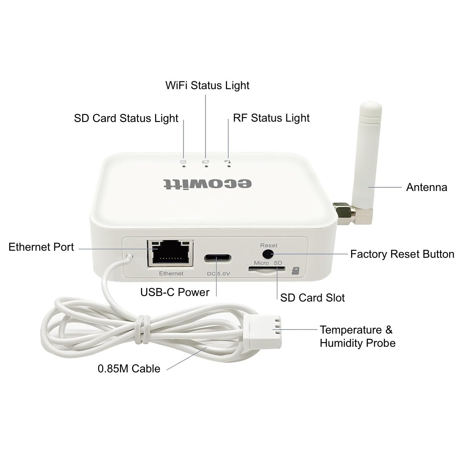 Ecowitt GW3000 WiFi or Wired Gateway with SD Card Slot