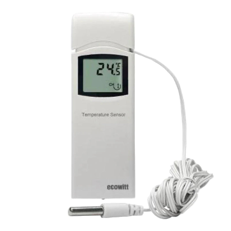 Digital temperature sensor with a cable on a white background