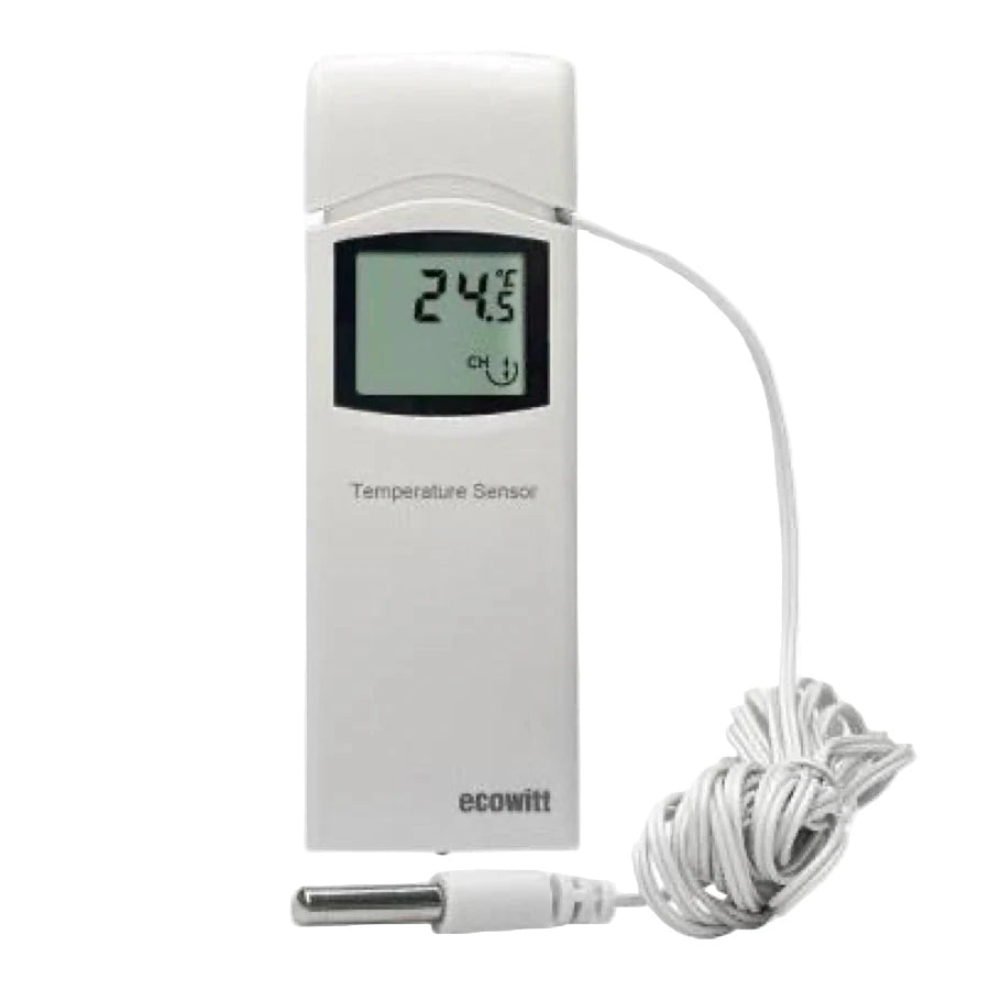 Digital temperature sensor with a cable on a white background