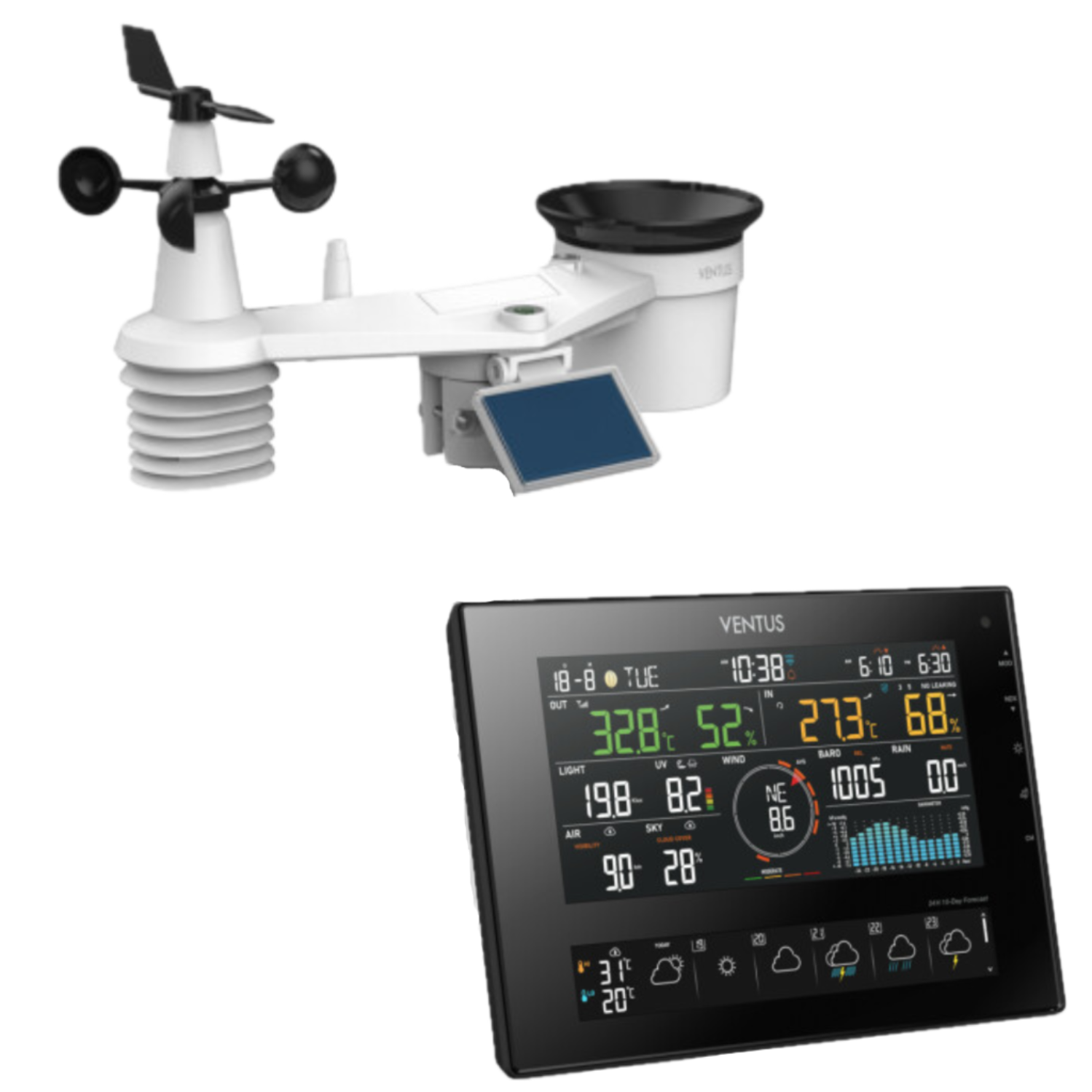 Ventus W850 Weather Station, 7-in-1 Sensor, 10 day Forecast & WiFi