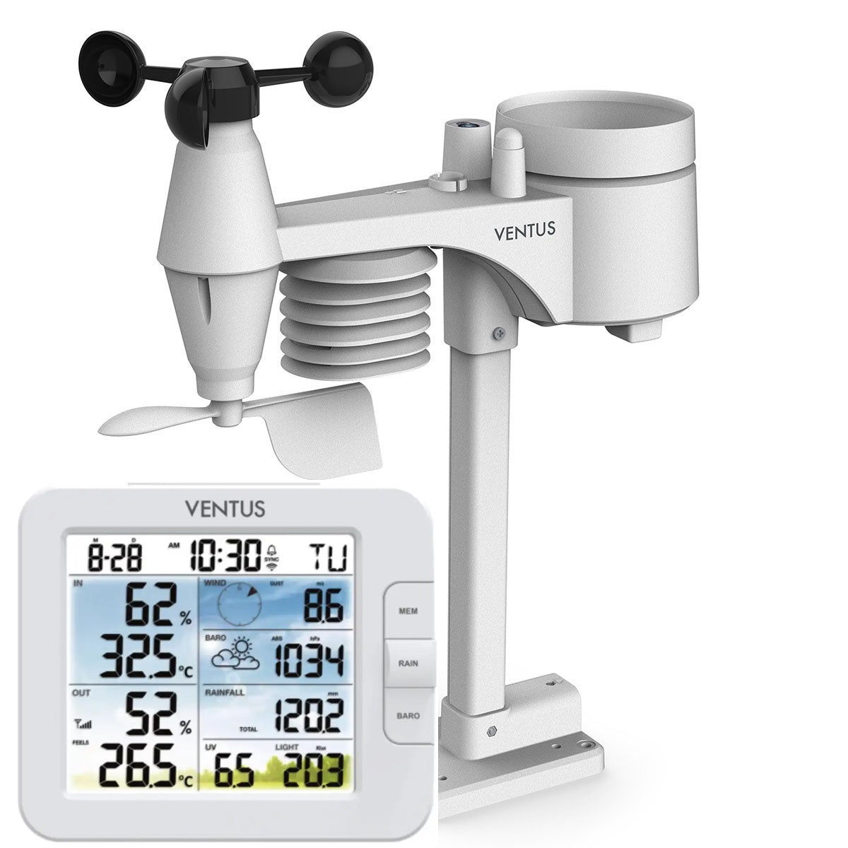 Ventus W838 Weather Station with 7-in-1 Sensor & WiFi