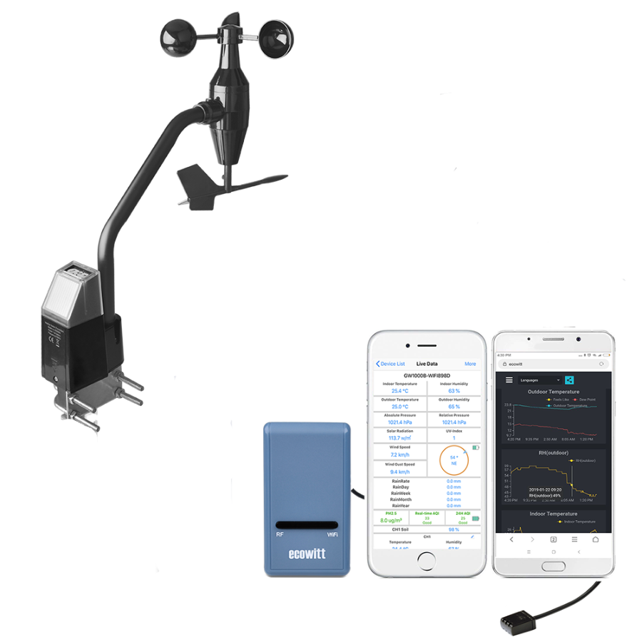 Ecowitt GW1102 Wi-Fi Gateway with Solar Anemometer, UV, Light Sensor & Rain Gauge Weather Spares