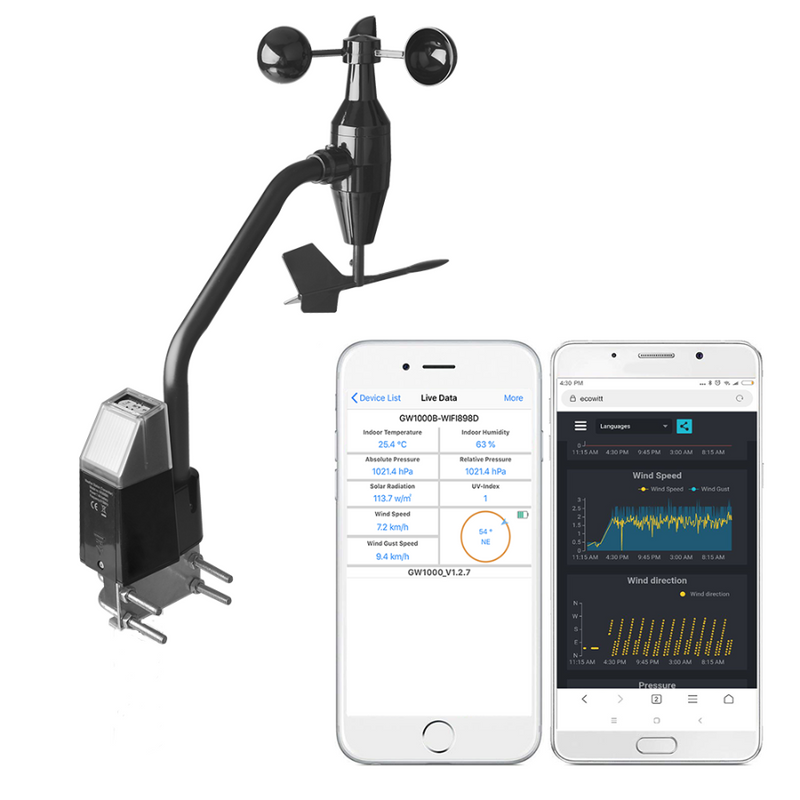 Ecowitt WS68 Wireless Solar Anemometer with Light & UV Sensor Weather Spares